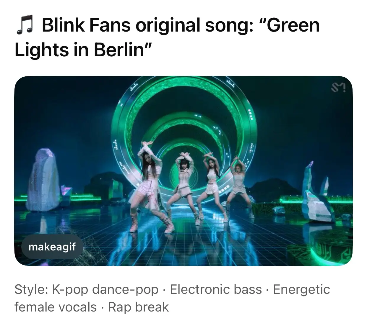 Blink Fans original song： "Green Lights in Berlin" sienla S makeagif Style： K-po