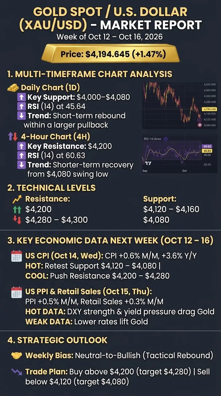 GOLD SPOT/U.S.DOLLAR (XAU/USD)-MARKET REPORT Week of Oct 12-Oct 16,2026 Price:$4