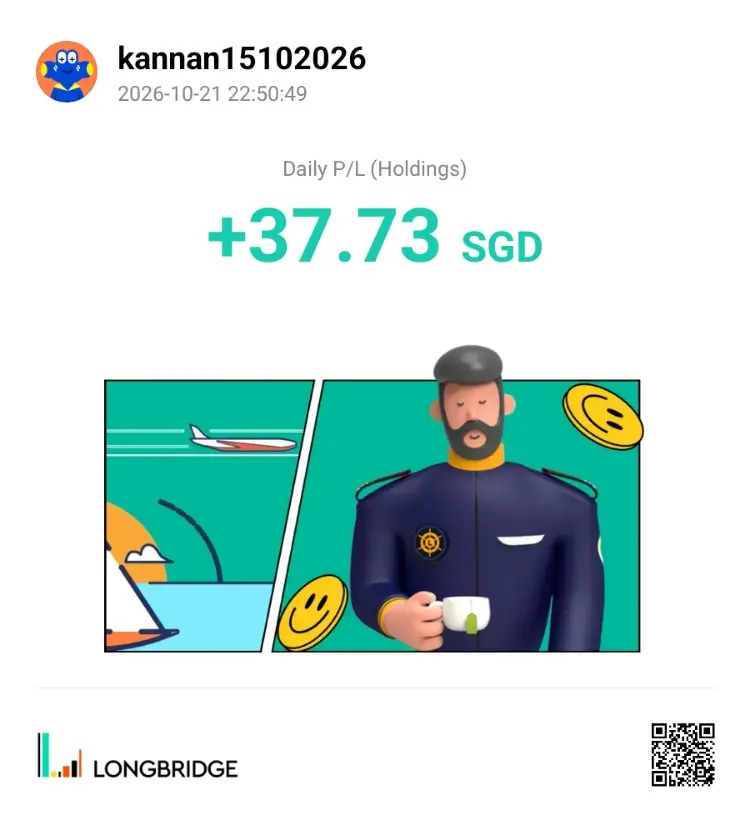 kannan15102026 2026-10-2122：50：49 Daily P/L (Holdings) +37.73 SGD LONGBRIDGE