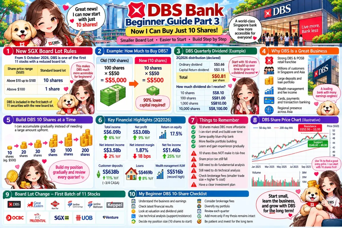 Great news! I can now start DBS Bank X DBS with just 10 shares! Beginner Guide P