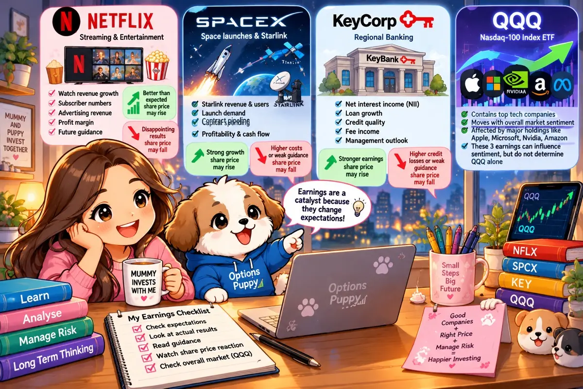 N NETFLIX SPACEX KeyCorp +n QQQ Streaming & Entertainment Space launches & Starl