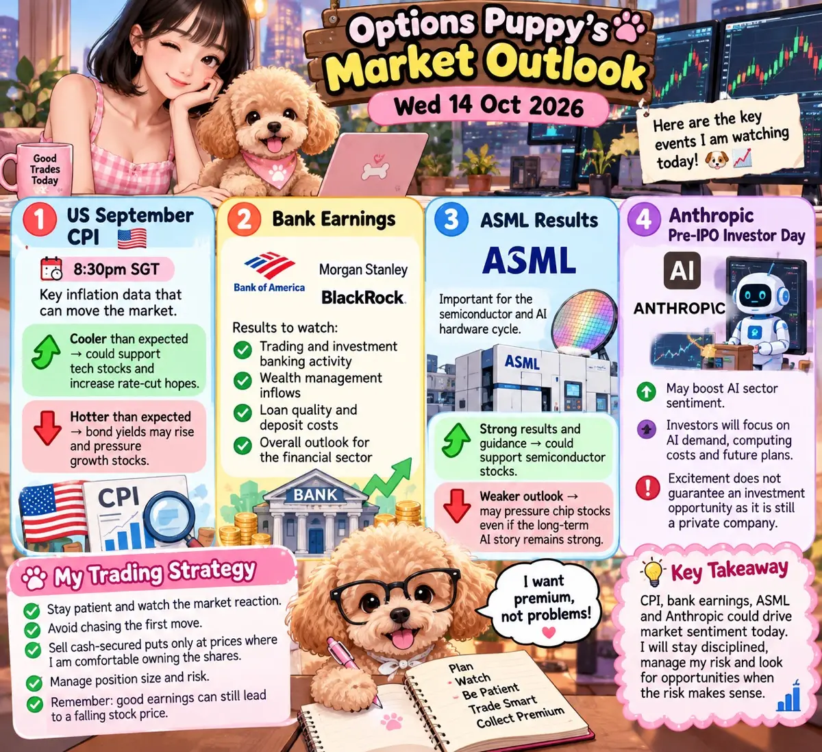 Options BPuppy's Market Outlook Wed 14 Oct 2026 Here are the key events I am wat