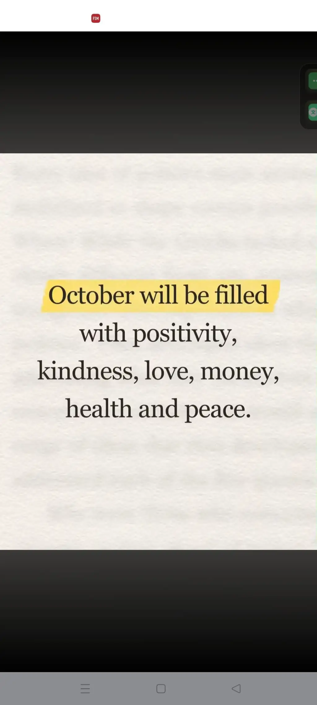 FSM October will be filled with positivity, kindness,love, money, health and pea