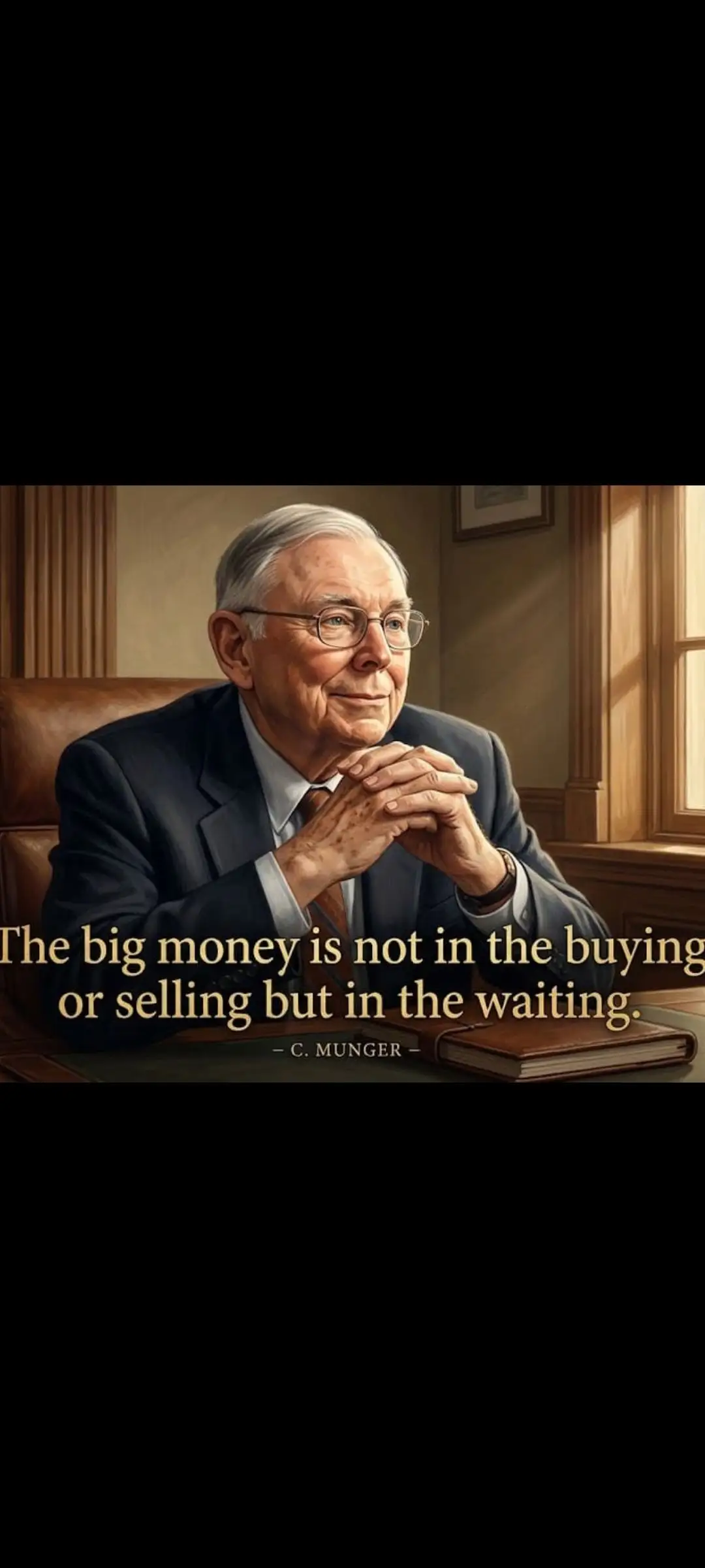 The big money is not in the buying or: r selling but in the waiting. -C C.MUNGER