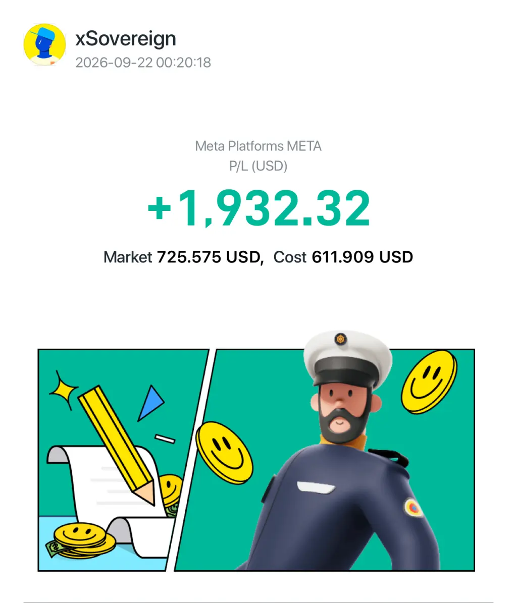 xSovereign 2026-09-2200：20：18 Meta PlatformsMETA P/L(USD) +1，932.32 Market 725.5