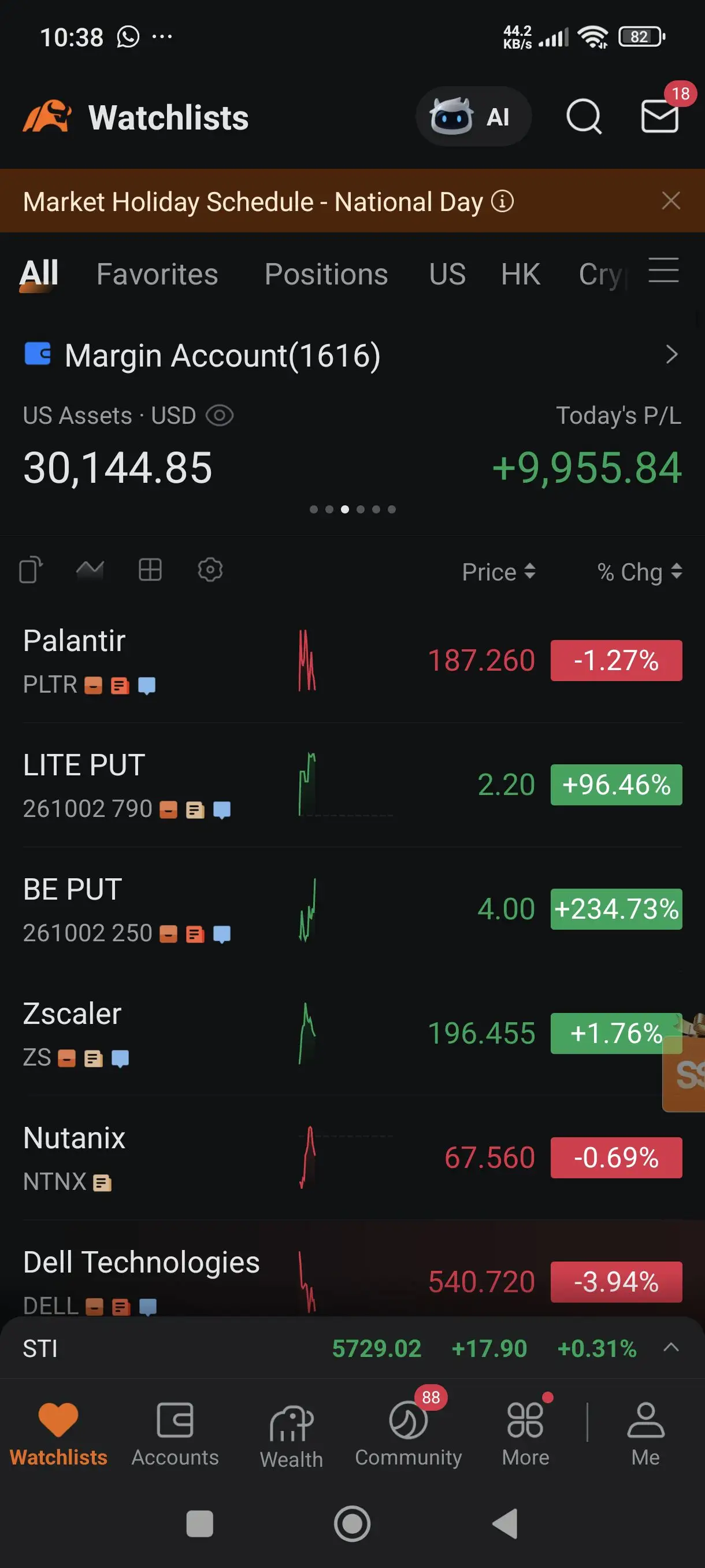 10:38 44.2 KB/s l 82 18 Watchlists AI Market Holiday Schedule -National Day ① ×
