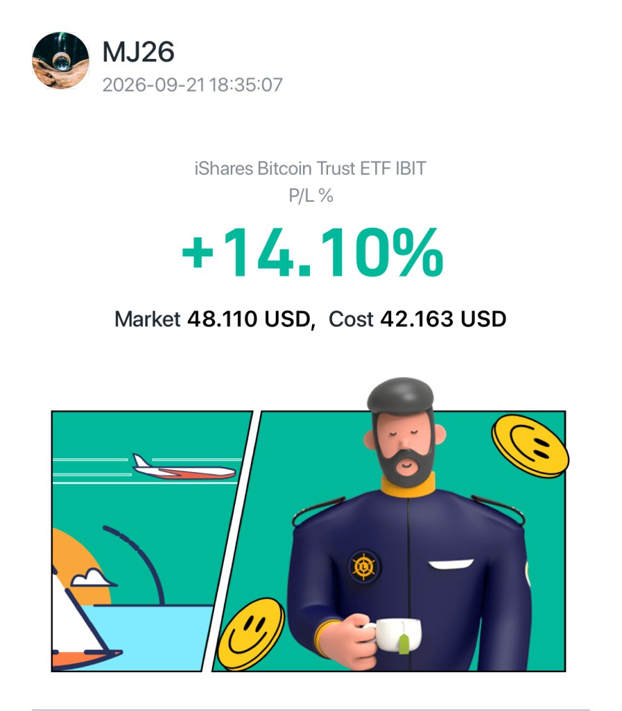 MJ26 2026-09-2118:35:07 iShares Bitcoin Trust ETFIBIT P/L% +14.10% Market 48.110