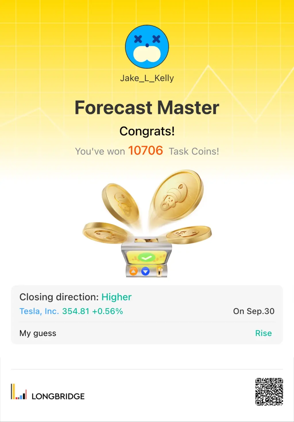 × × Jake_L_Kelly ForecastMaster Congrats! You've won 10706 Task Coins! Closing d